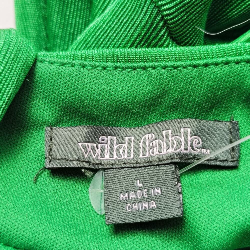 Wild Fable Y2K Vtg Emerald Satin Lace Up Back Midi Dress Side Slit Women's Large - Picture 4 of 15